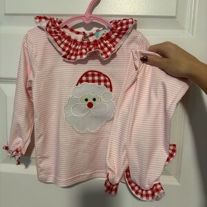 The smocked flamingo santa pjs